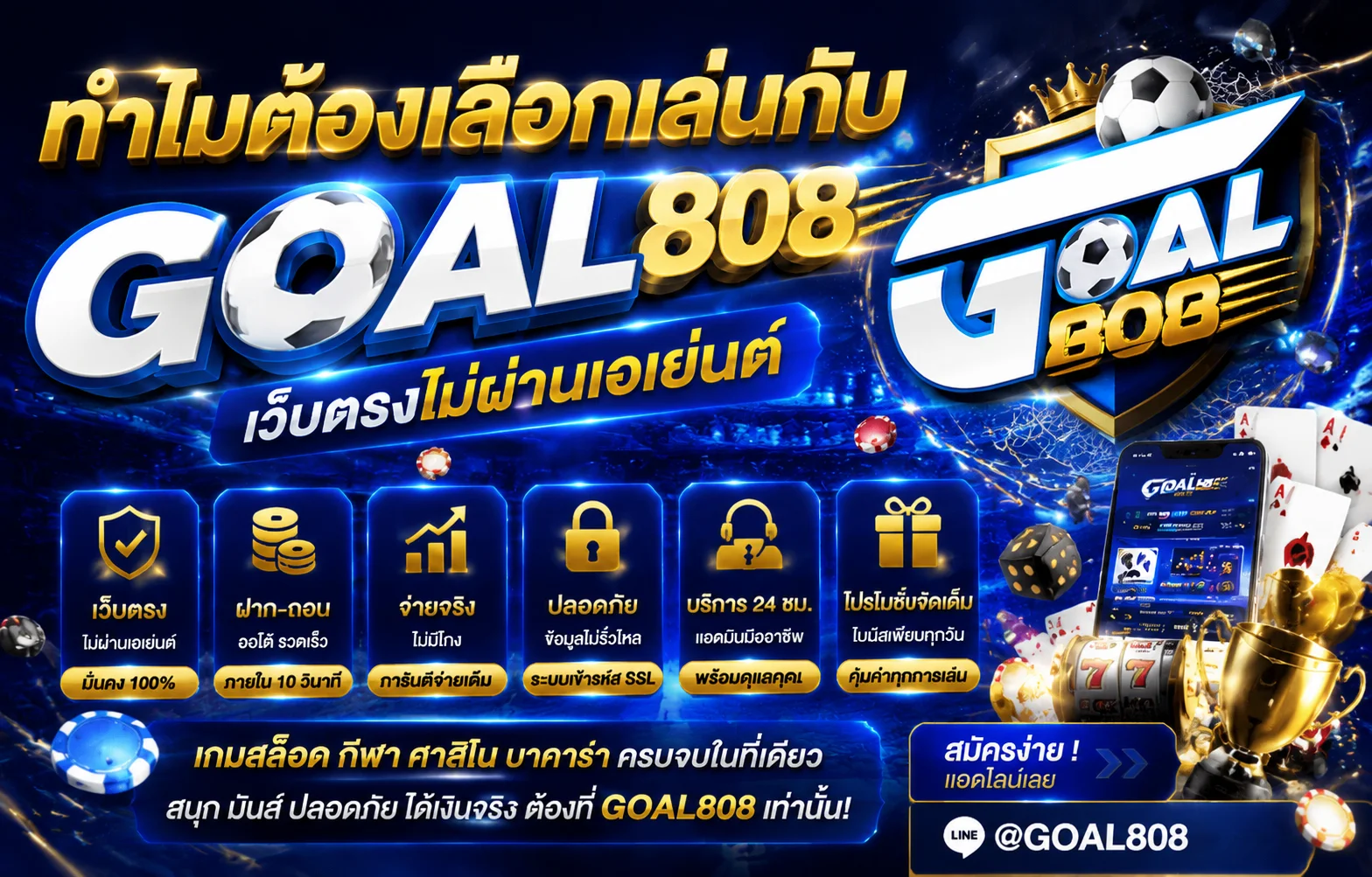 สมัครสมาชิก GOAL808 รับโบนัสต้อนรับสมาชิกใหม่